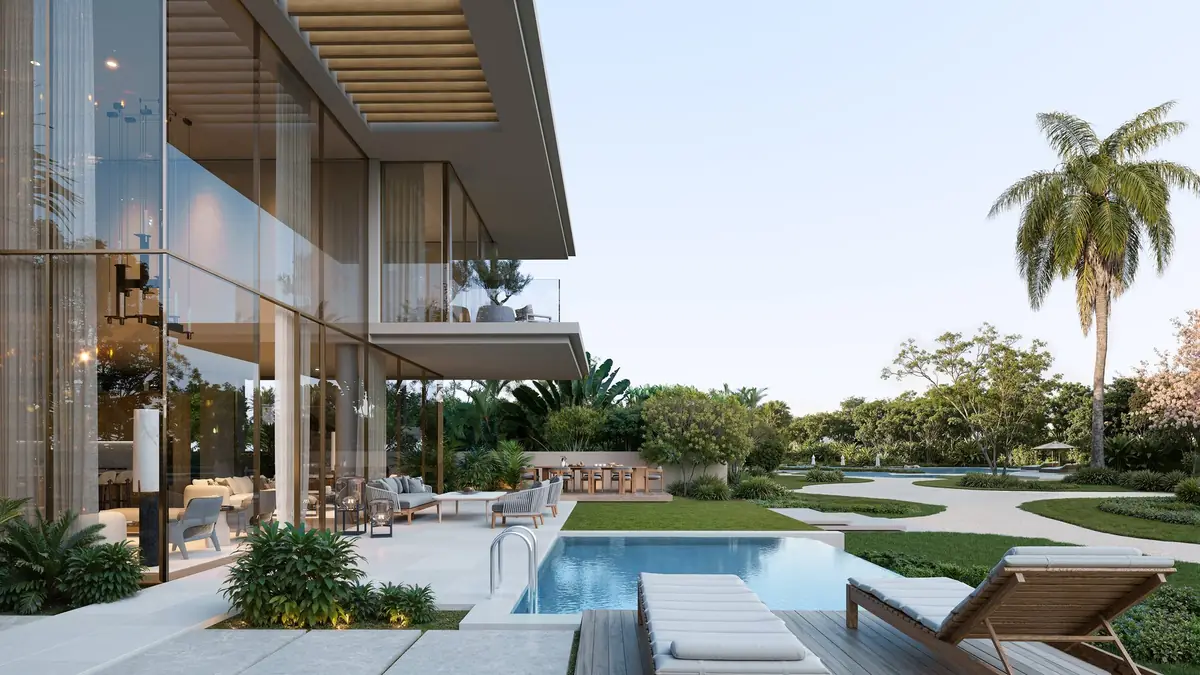 A garden villa's pool terrace