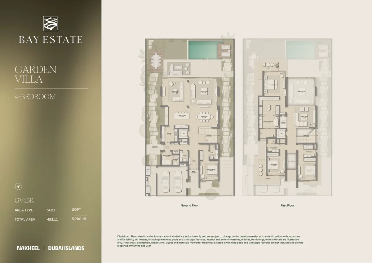 GV4BR Garden villa floor plan