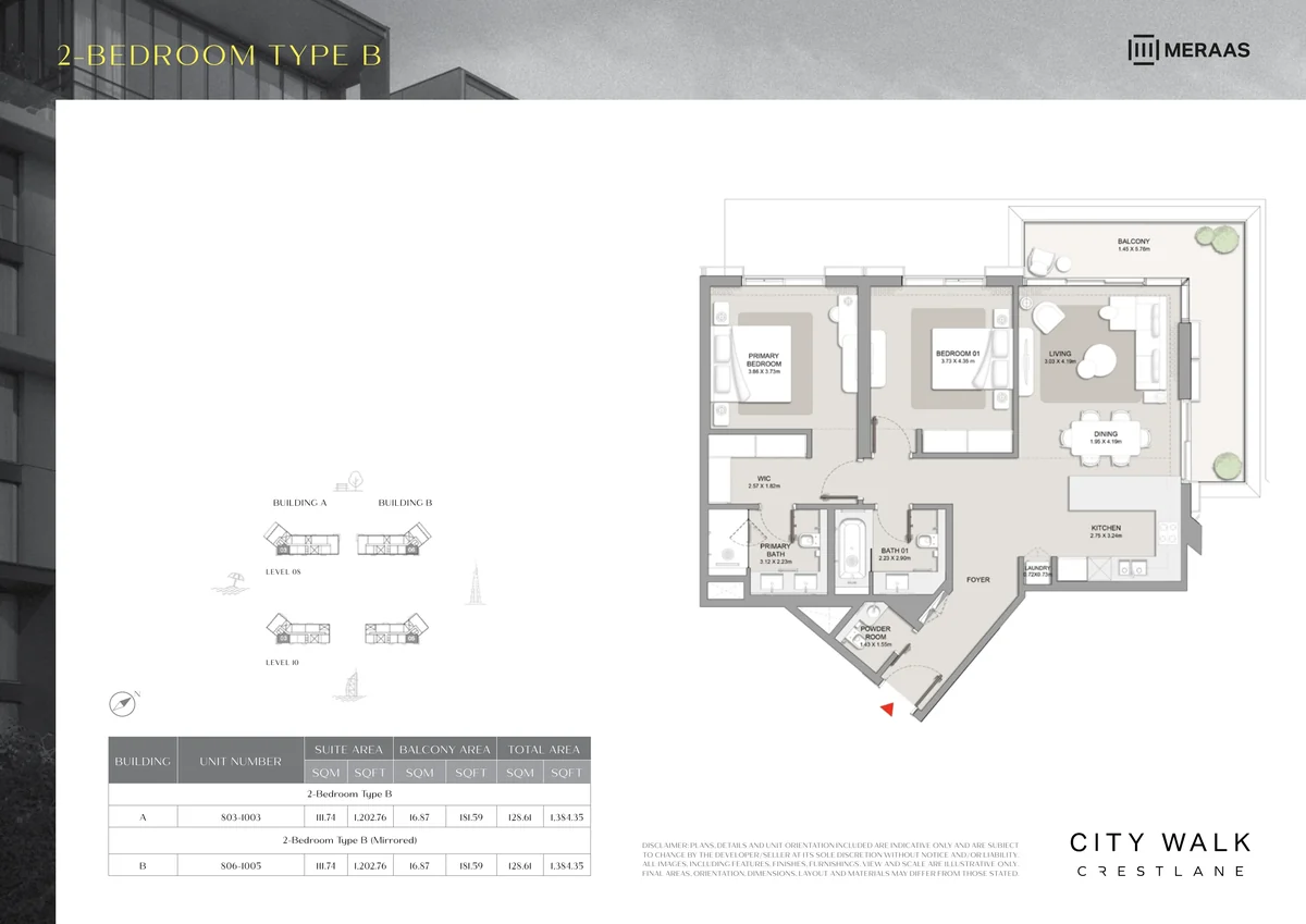 Crestlane 2 bedroom Type B floor plan
