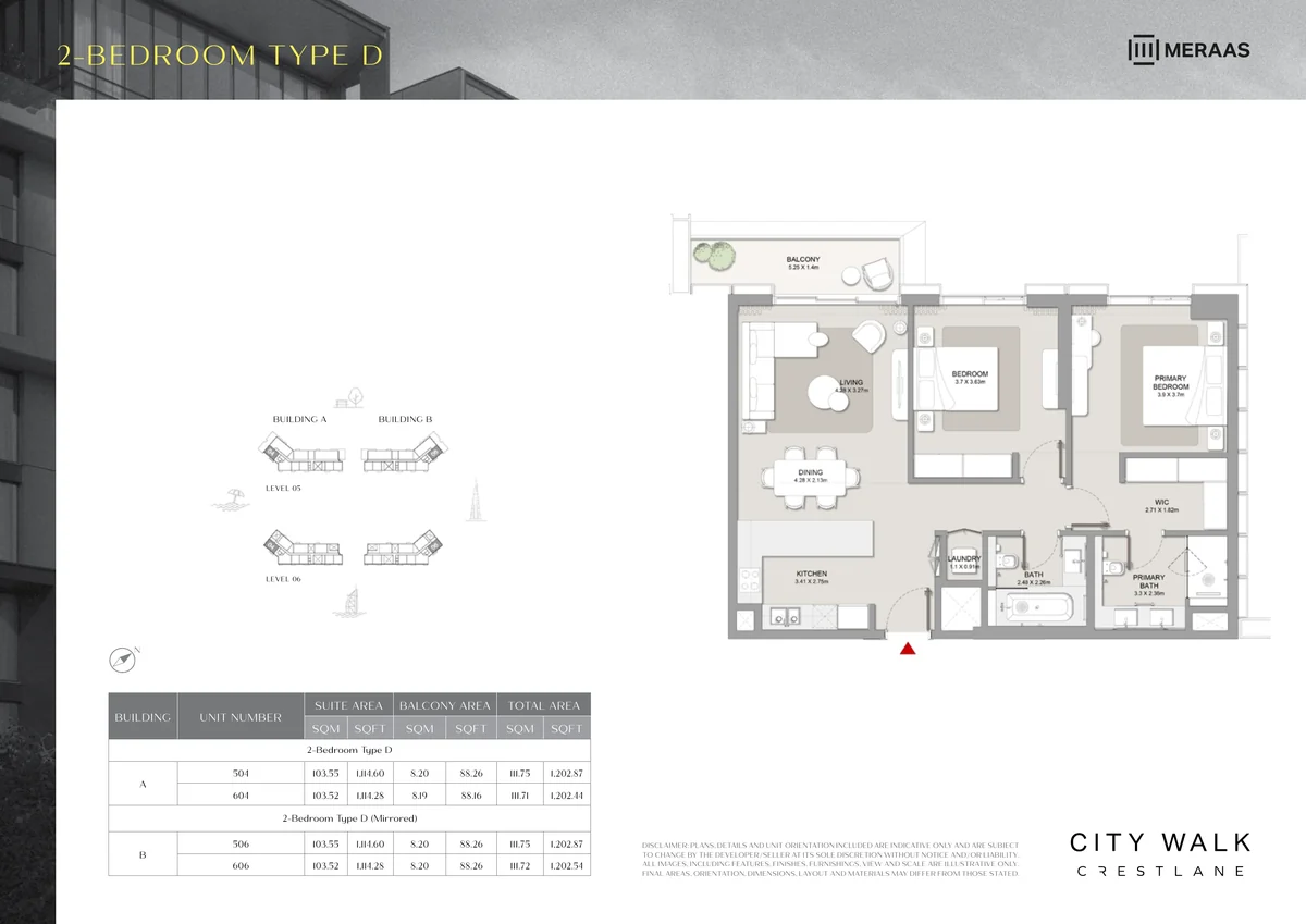 Crestlane 2 bedroom Type D floor plan