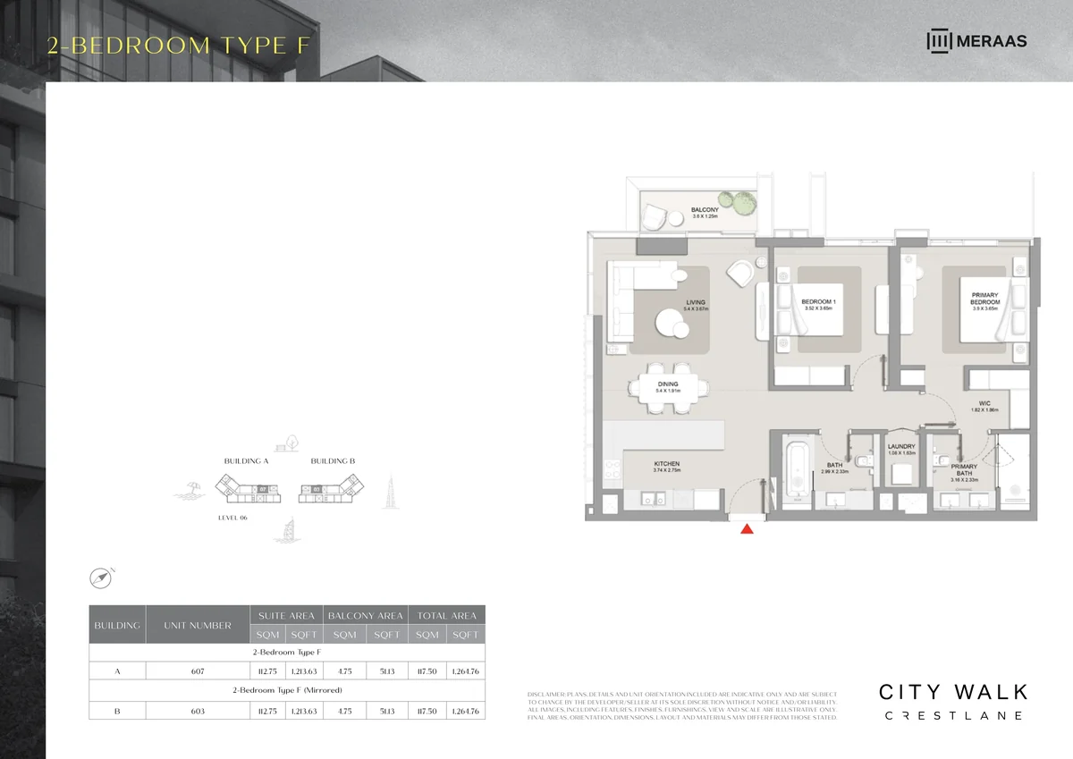 Crestlane 2 bedroom Type F floor plan
