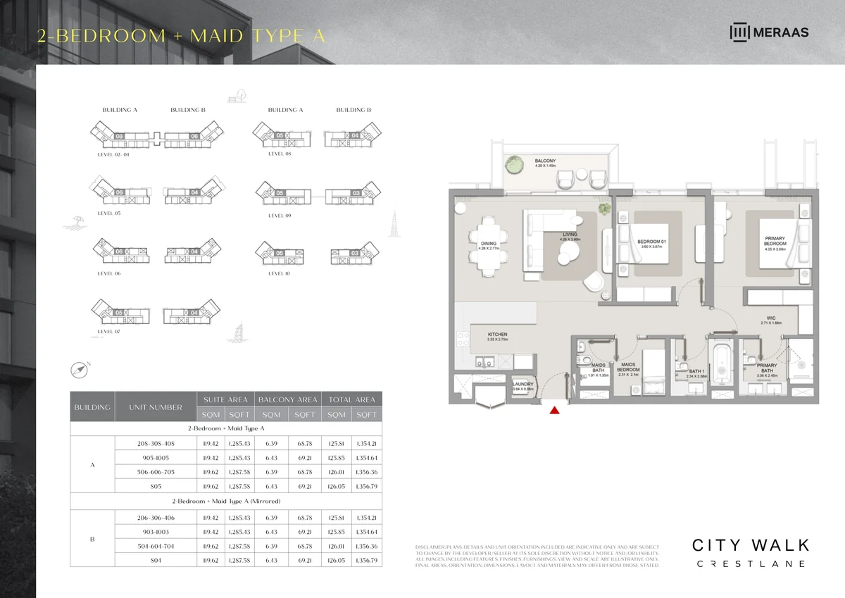 Crestlane 2 br + maid Type A floor plan
