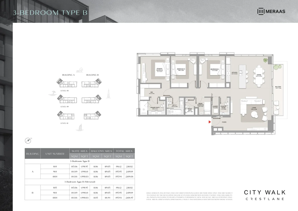 Crestlane 3 bedroom Type B floor plan
