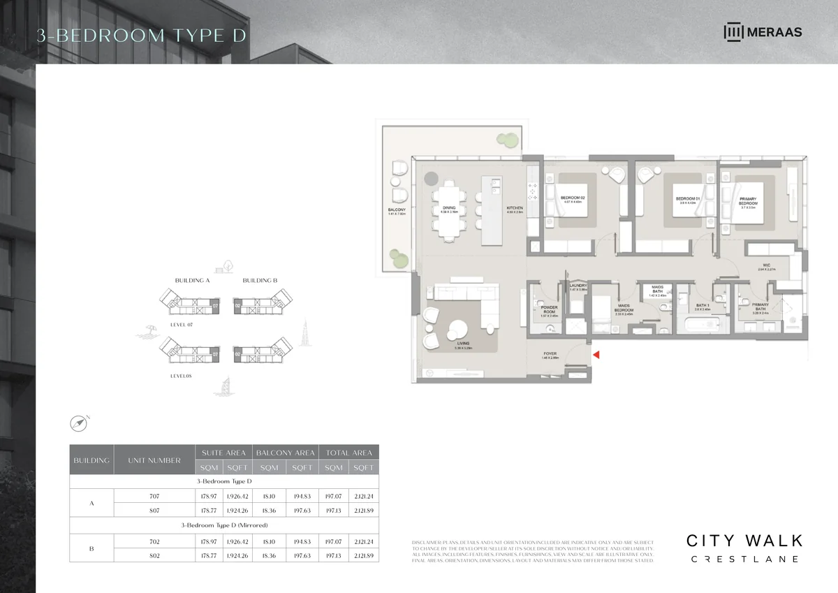 Crestlane 3 bedroom Type D floor plan