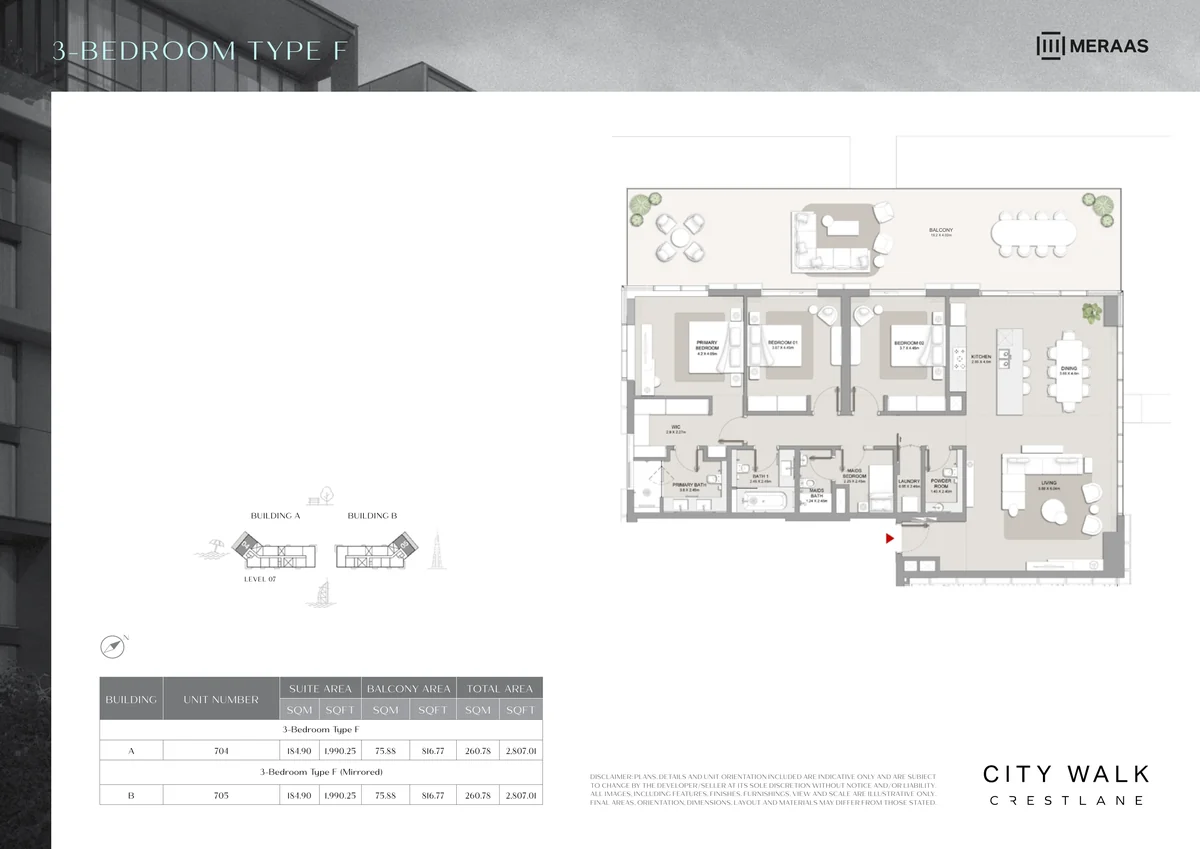 Crestlane 3 bedroom Type F floor plan