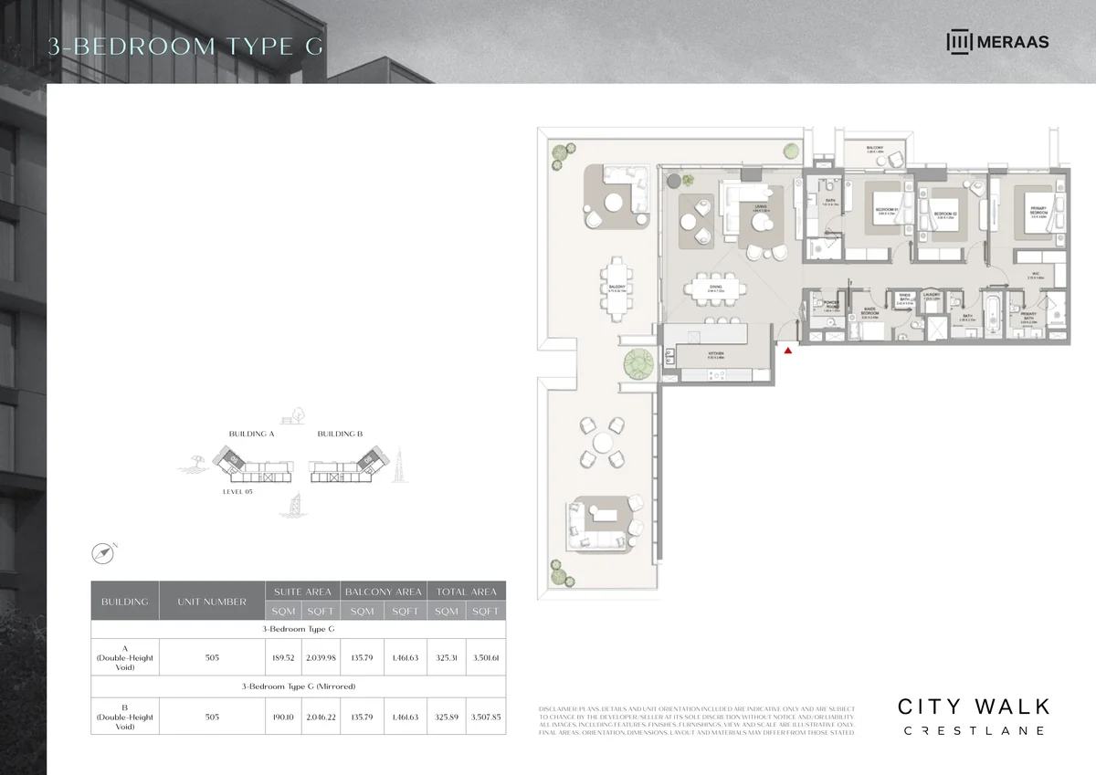 Crestlane 3 bedroom Type G floor plan