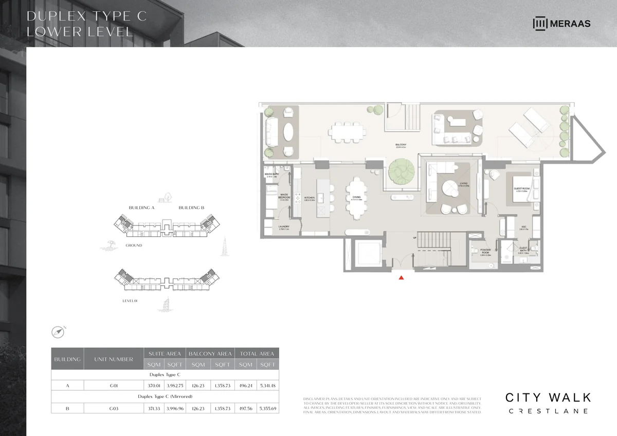 Crestlane 4 br duplex Type C, lower level floor plan