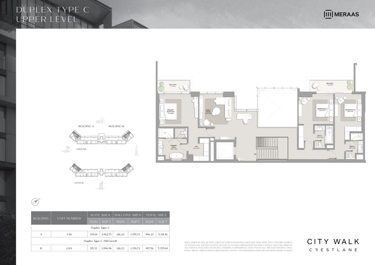 Crestlane 4 br duplex Type C, upper level floor plan