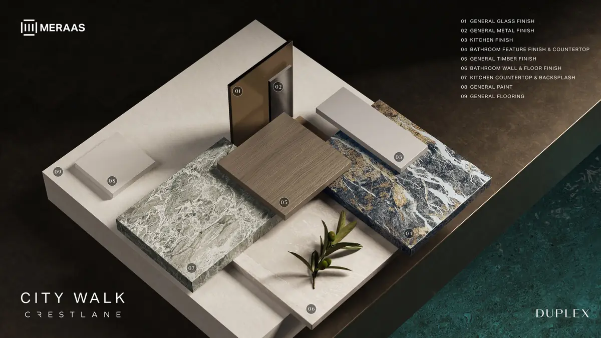 Material board for the Crestlane 1 duplexes