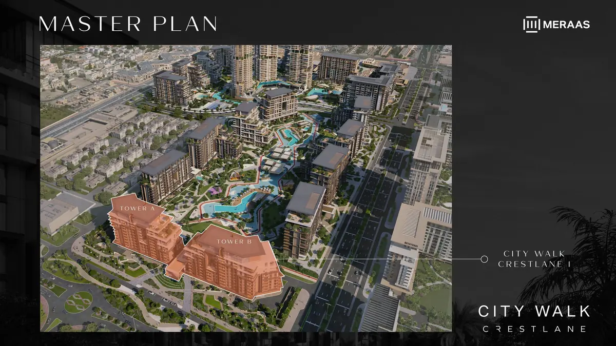 City Walk Crestlane masterplan, with Crestlane 1 Towers A and B at the gateway
