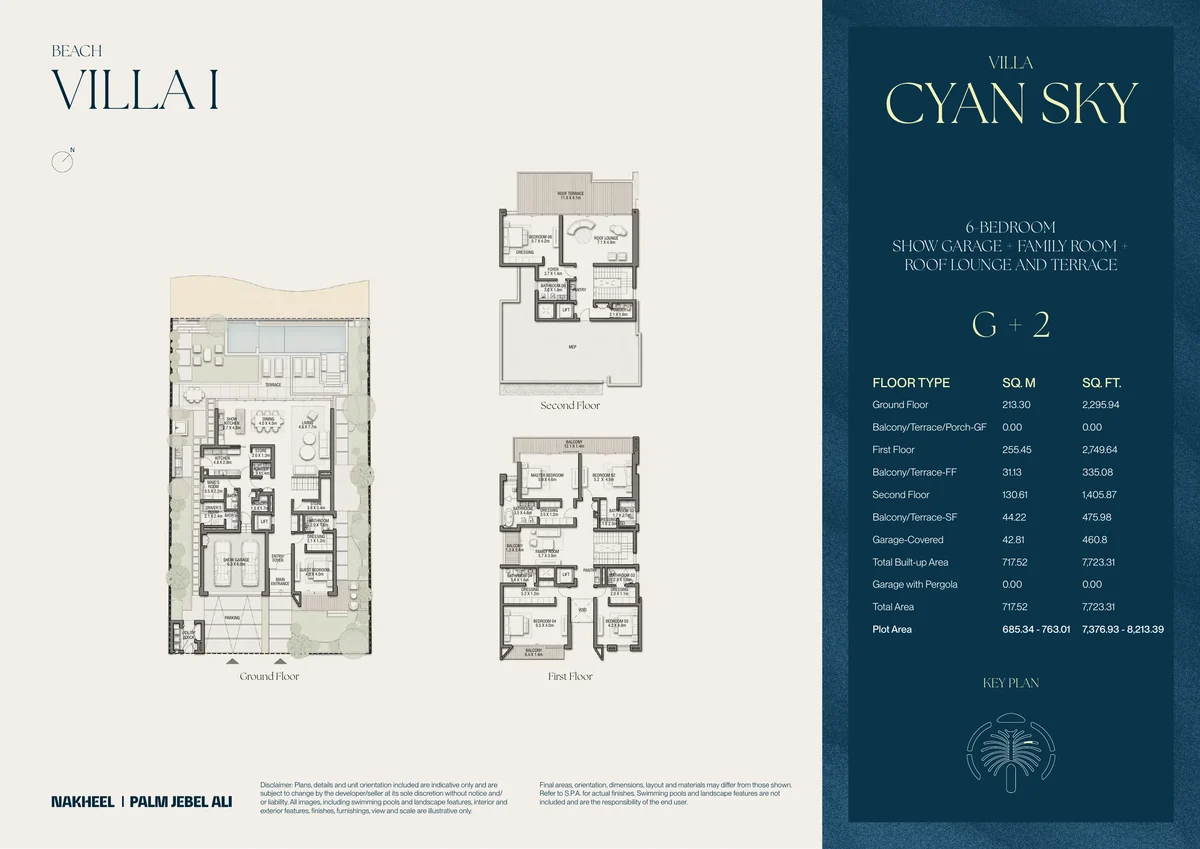 Villa Cyan Sky (Beach Collection, Villa I) floor plan, all three floors