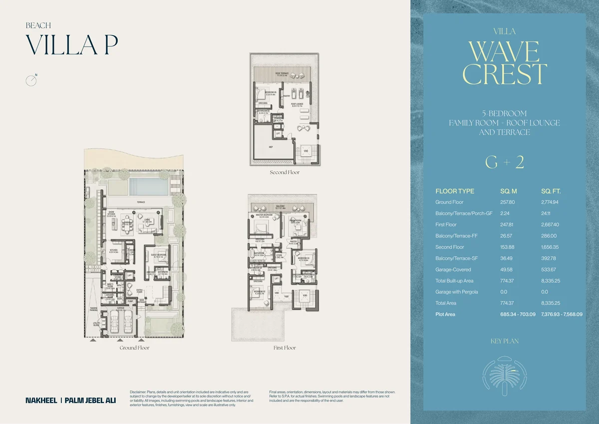 Villa Wave Crest (Beach Collection, Villa P) floor plan, all three floors