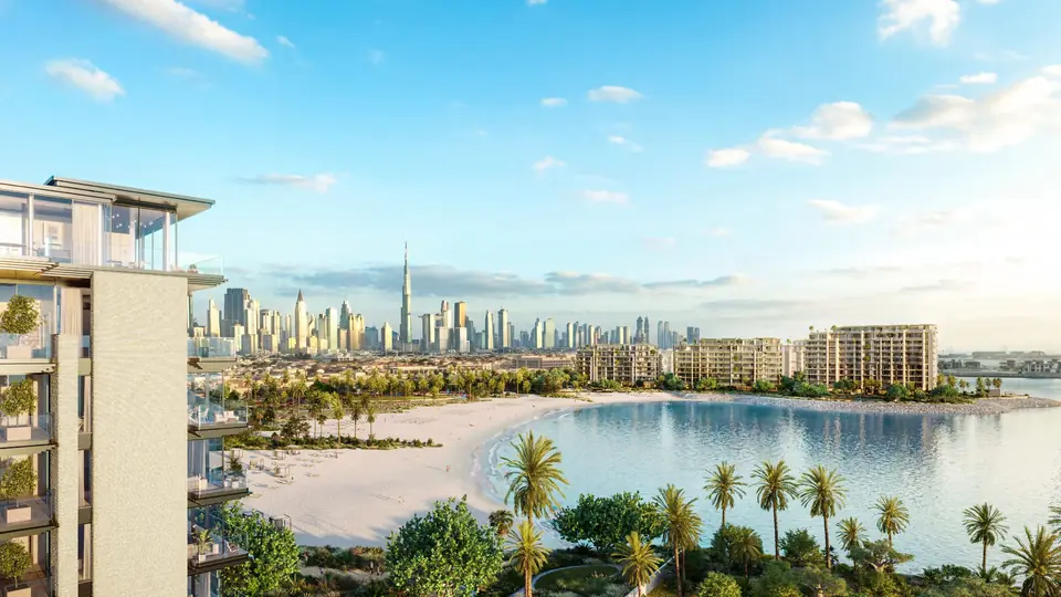 Solaya across the water, with the Dubai skyline beyond