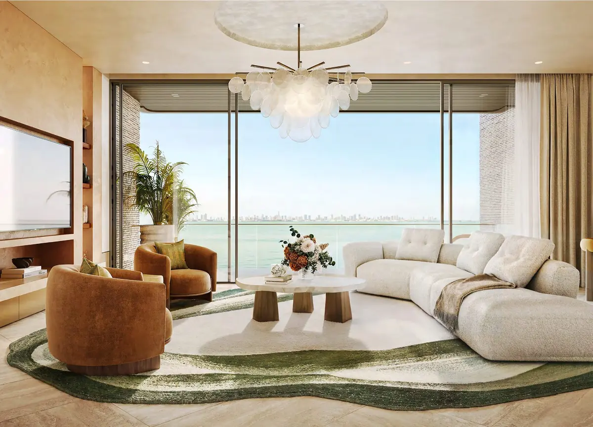 2-bedroom living room with sea views