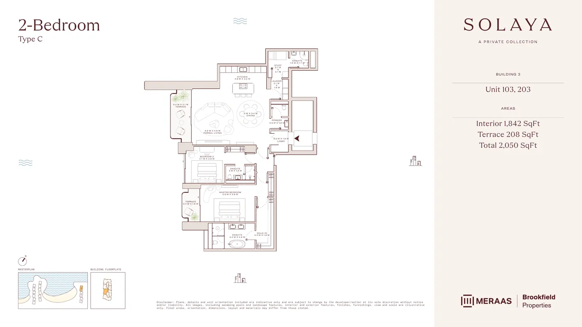 Solaya 2 bedroom Type C floor plan