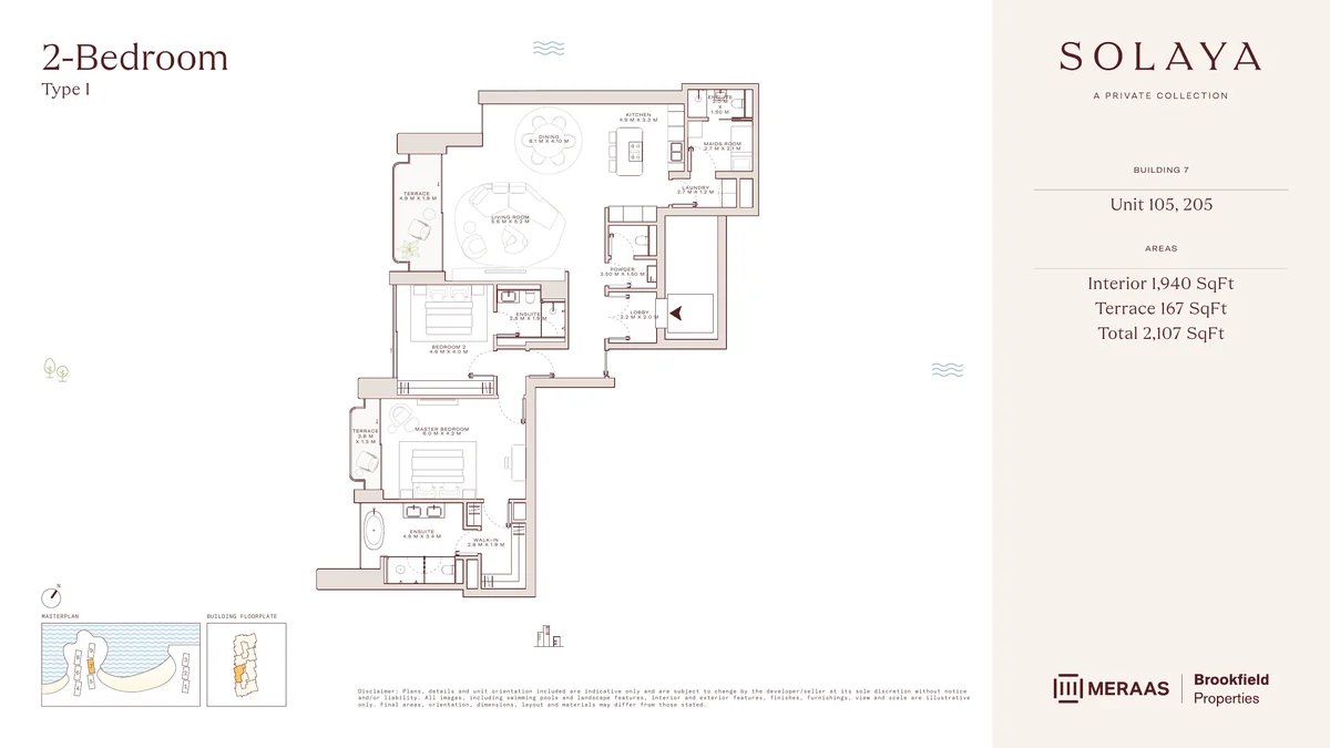 Solaya 2 bedroom Type I floor plan