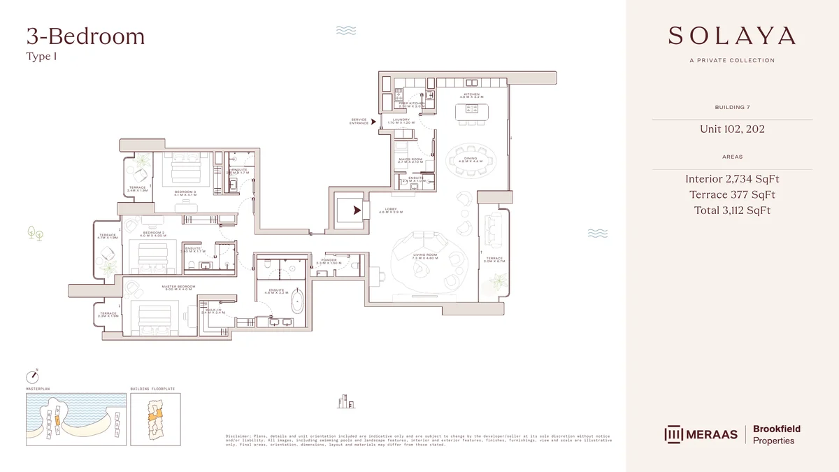 Solaya 3 bedroom Type I floor plan