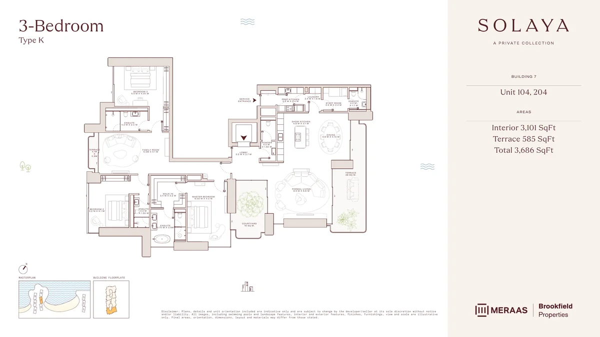 Solaya 3 bedroom Type K floor plan