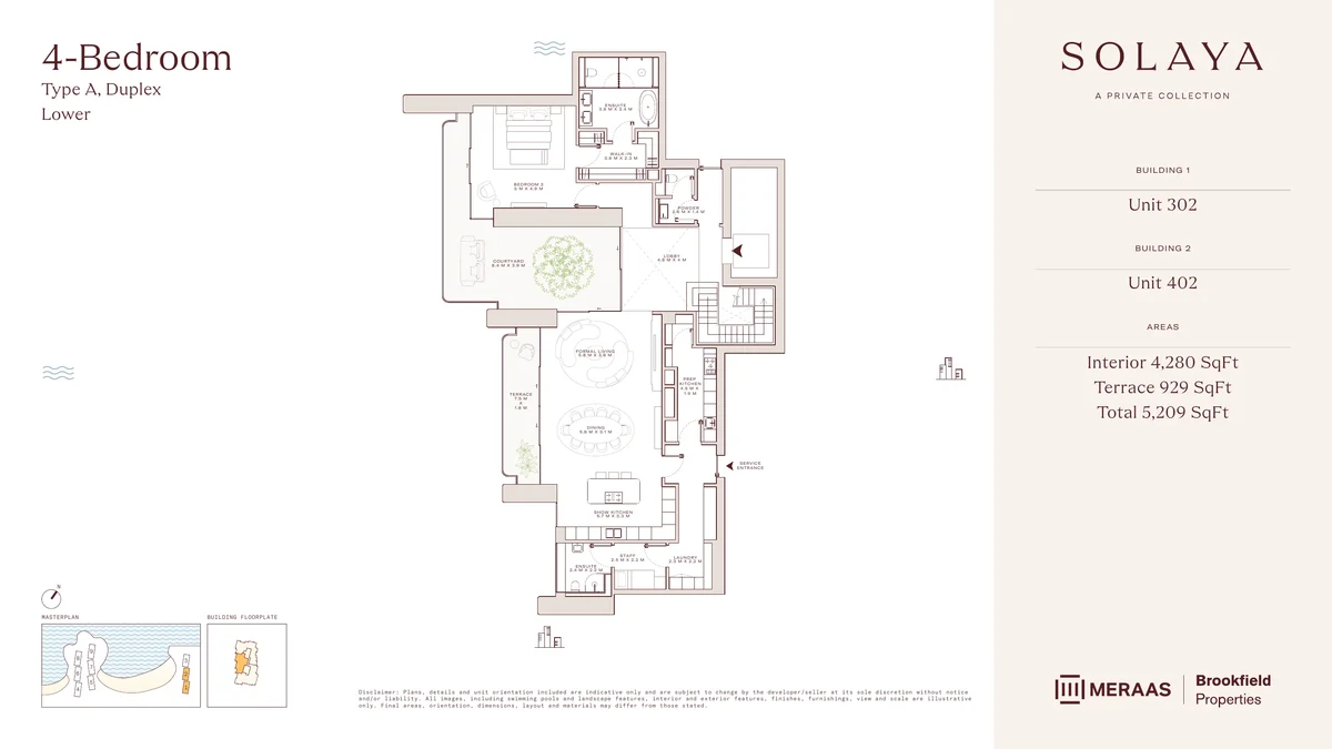Solaya duplex Type A, lower level floor plan