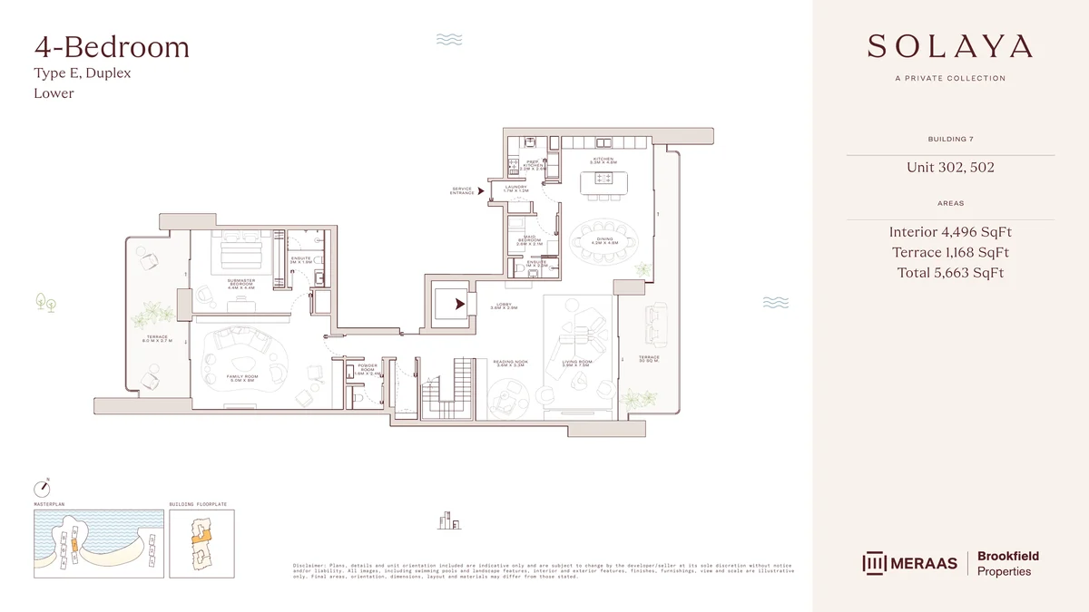 Solaya duplex Type E, lower level floor plan