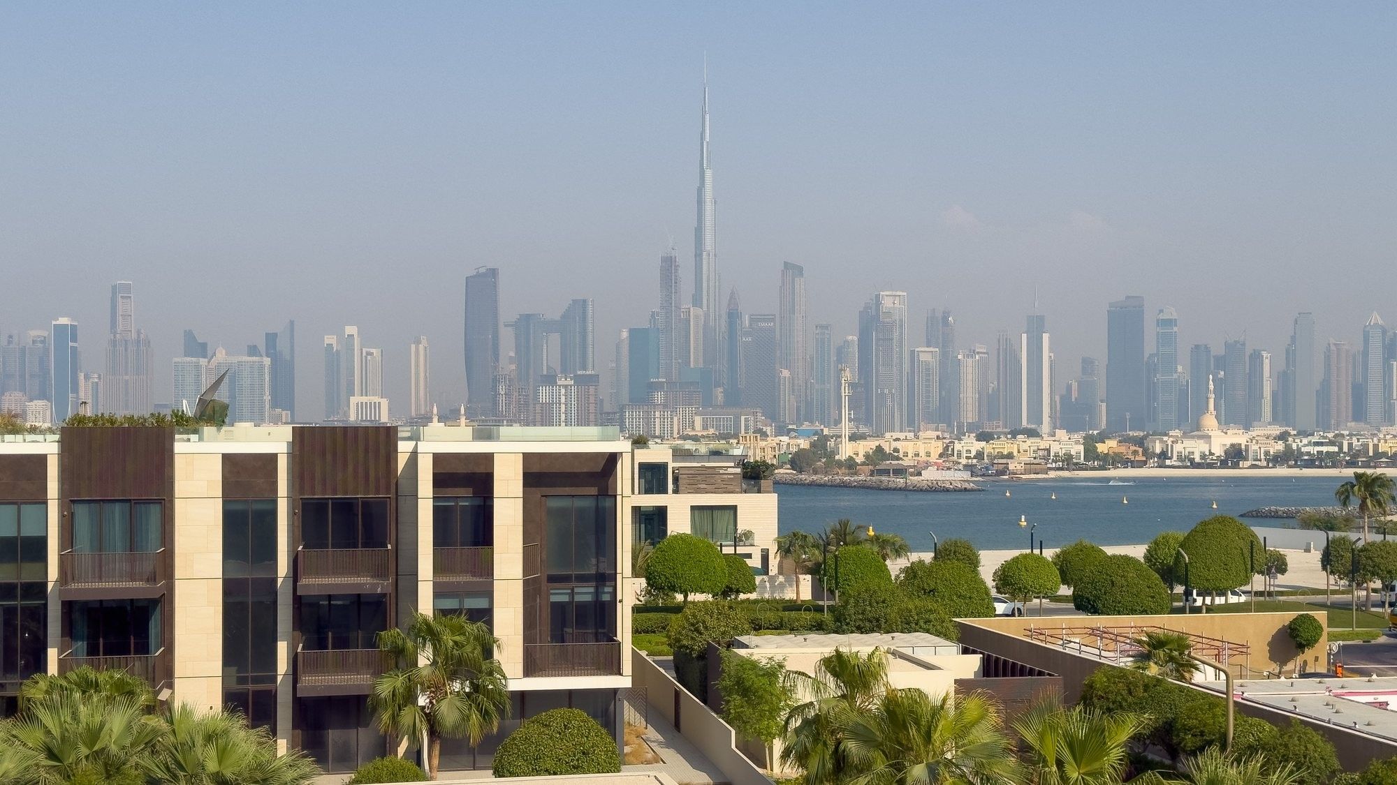 Water and Dubai skyline view from Villa Amalfi
