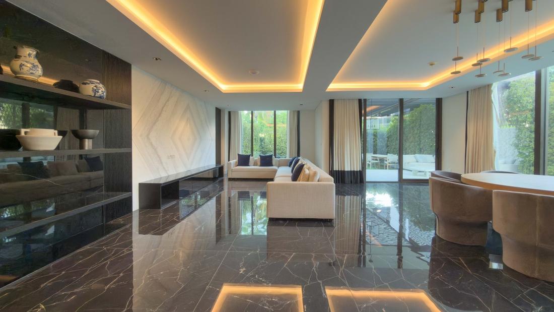 Villa Amalfi living room opening onto the garden